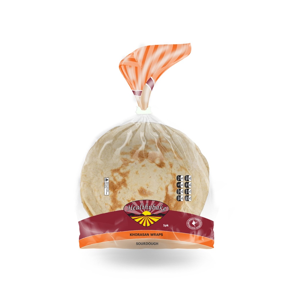 HEALTHYBAKE | Organic Khorasan Wraps Sourdough, Pack of 5 Packs  (order 2-3 days ahead)