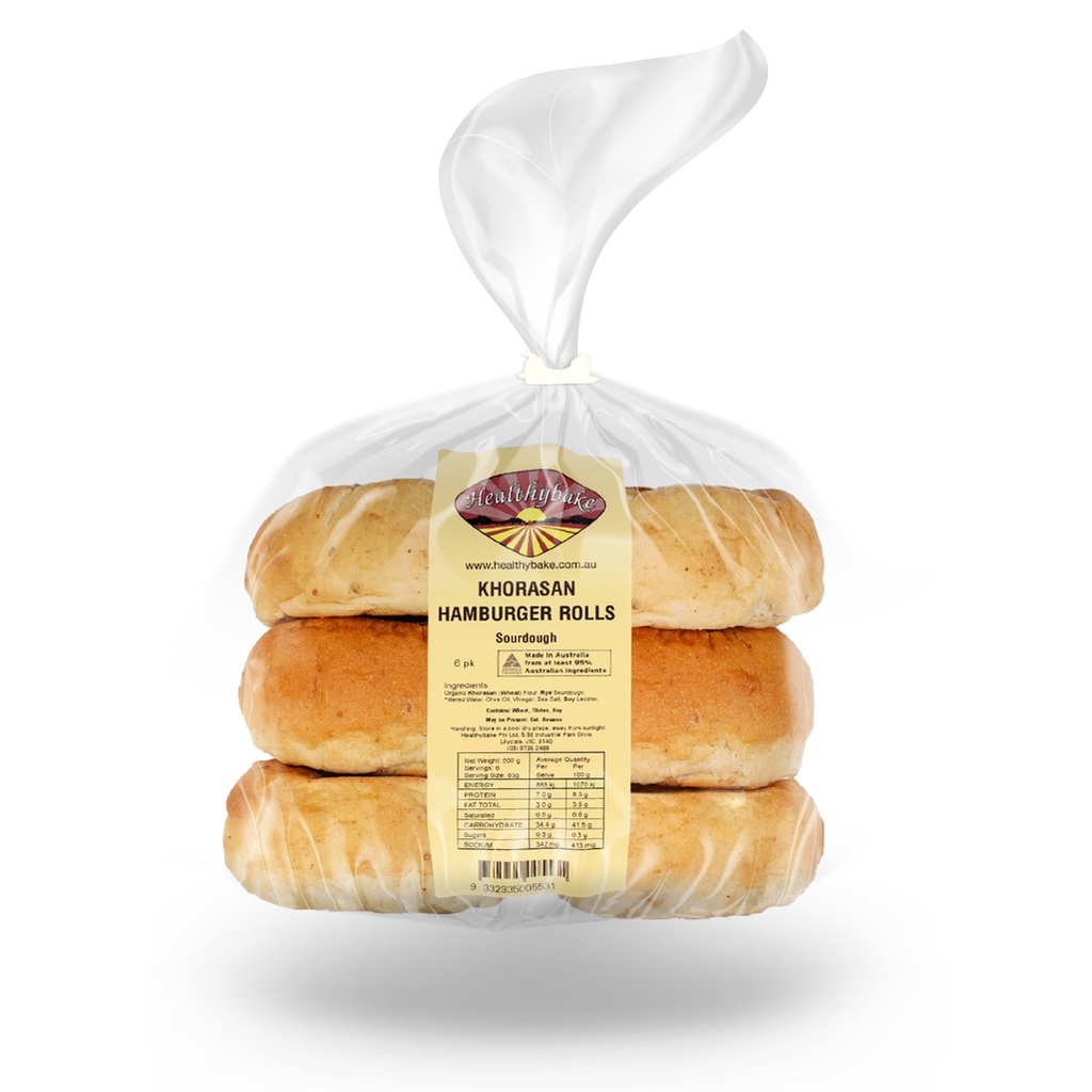 HEALTHYBAKE | Organic Khorasan Hamburger Rolls Sourdough, Pack of 6 Packs  (order 2-3 days ahead)