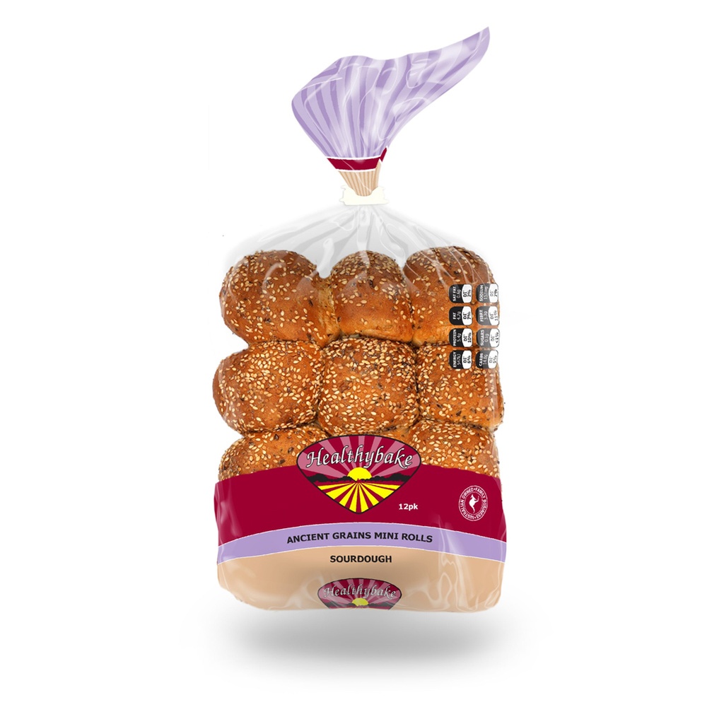 HEALTHYBAKE | Organic  Ancient Grain Mini Rolls Sourdough, Pack of 12 Pieces  (order 2-3 days ahead)