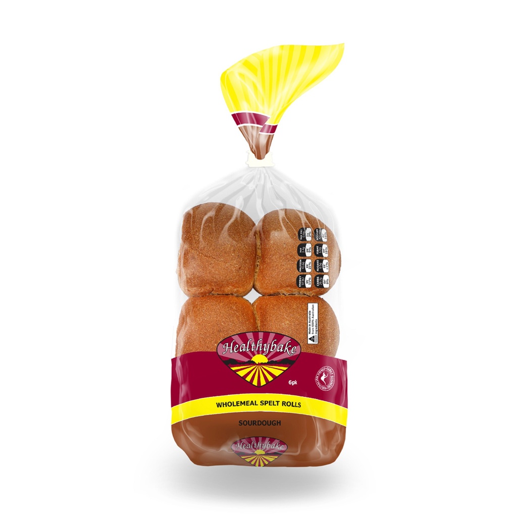 HEALTHYBAKE | Organic Wholemeal Spelt Rolls Sourdough, Pack of 6 Packs (order 2-3 days ahead)