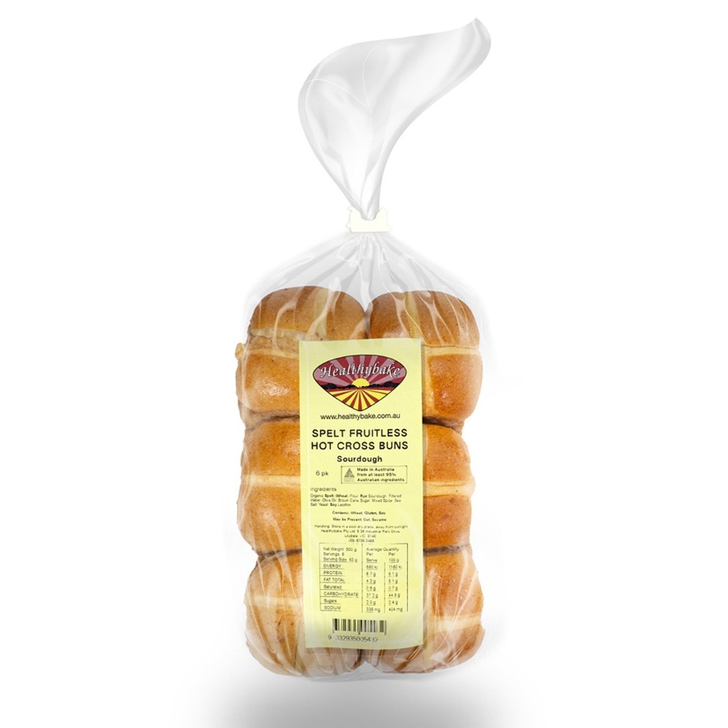 HEALTHYBAKE | Organic Khorasan Hot Cross Buns Sourdough, Pack of 6 Packs (order 2-3 days ahead)