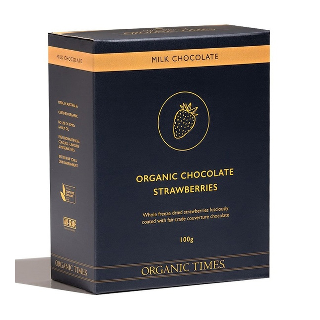 ORGANIC TIMES | Milk Chocolate Strawberries 100g