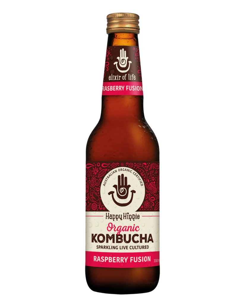 HAPPY HIPPIE | Organic Kombucha Raspberry Fusion 330mL