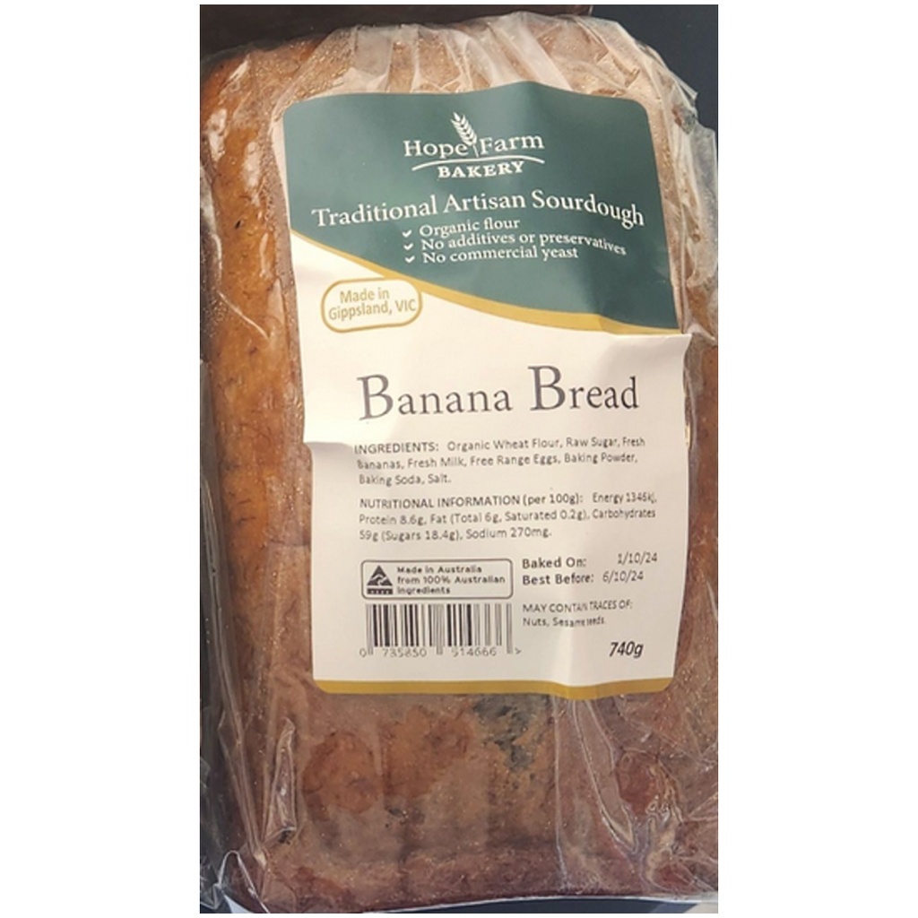 HOPE FARM BAKERY | Banana Bread 740g (order 2-3 days ahead)
