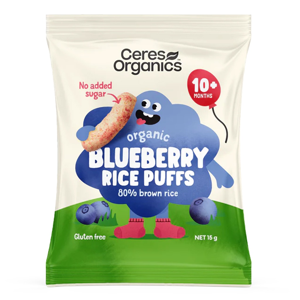 CERES ORGANICS | Rice Puffs Blueberry 6 x 15g