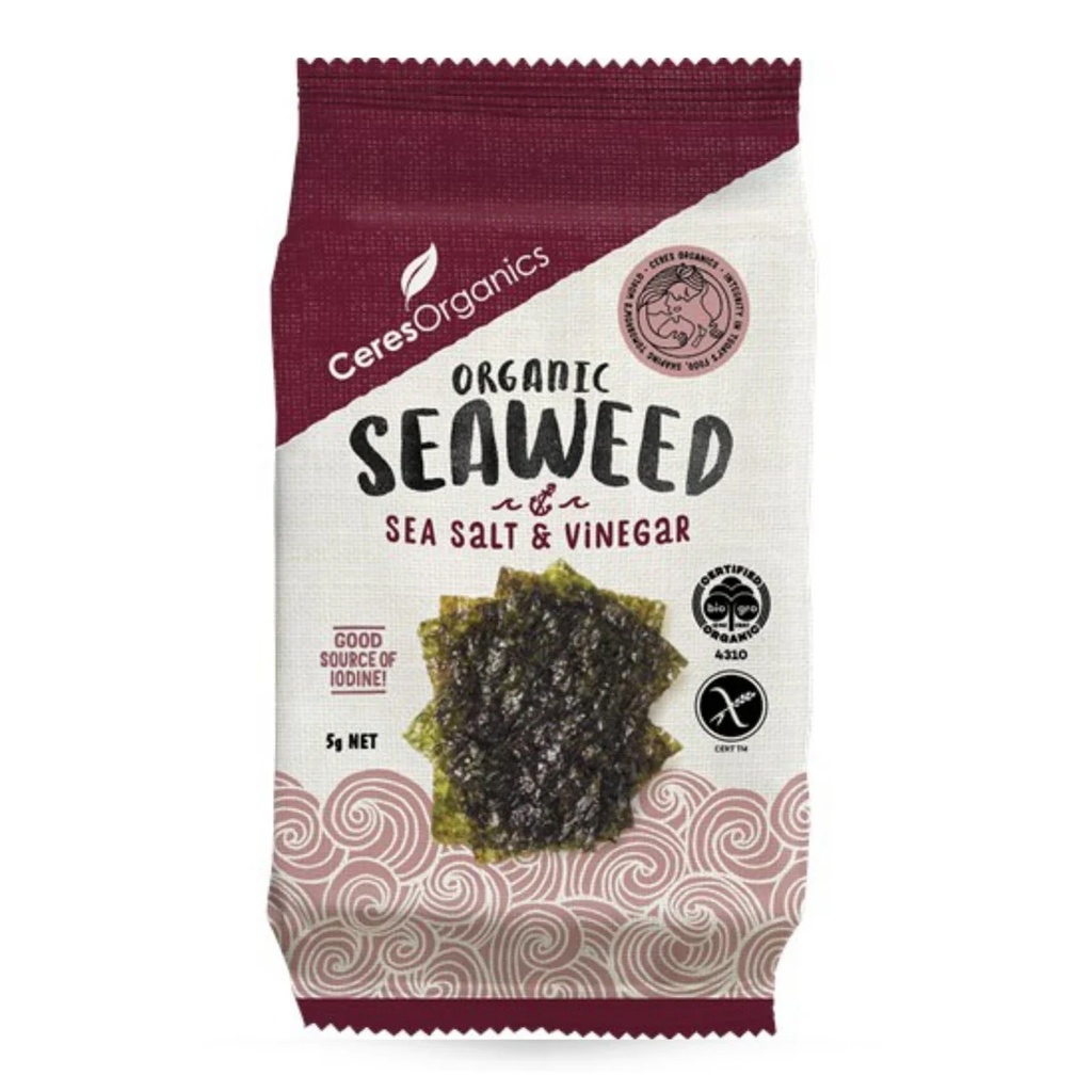 CERES ORGANICS | Seaweed Snacks - Salt & Vinegar, 5g x12