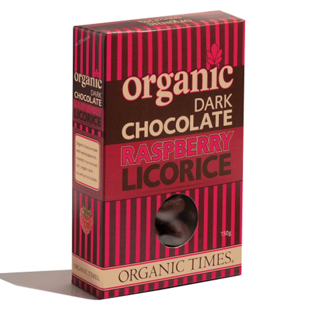ORGANIC TIMES | Licorice – Raspberry Dark Choc 150g