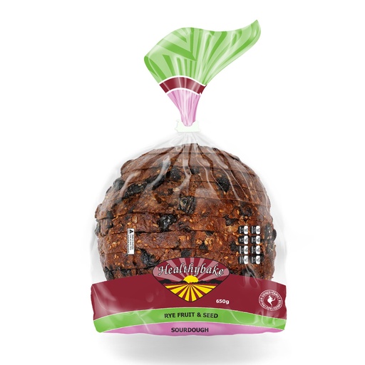 HEALTHYBAKE | Organic Rye Fruit & Seed Sourdough – 650g  (order 2-3 days ahead)