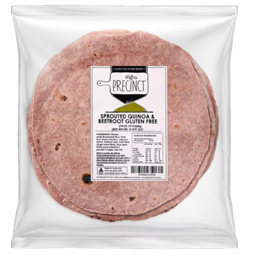 GF PRECINCT | Sprouted Quinoa Beetroot Wraps (4 Pack) 260g (order 2-3 days ahead)