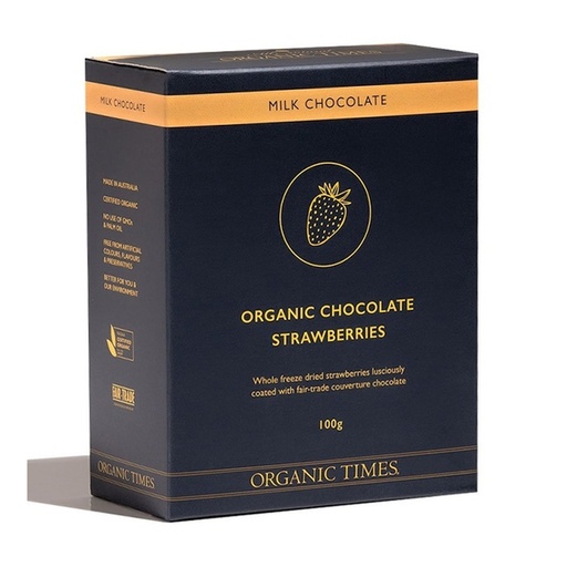 ORGANIC TIMES | Milk Chocolate Strawberries 100g