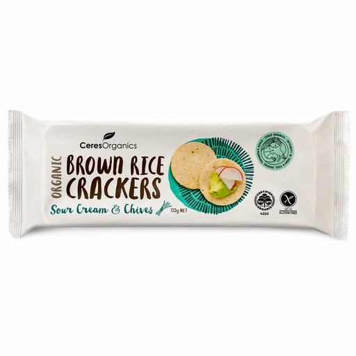 CERES ORGANICS |  Brown Rice Sour Cream & Chives Crackers, 115g