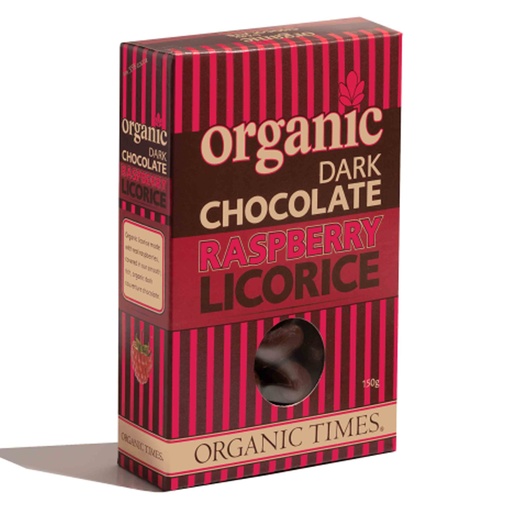 ORGANIC TIMES | Licorice – Raspberry Dark Choc 150g