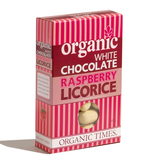 ORGANIC TIMES | Licorice – Raspberry White Choc 150g