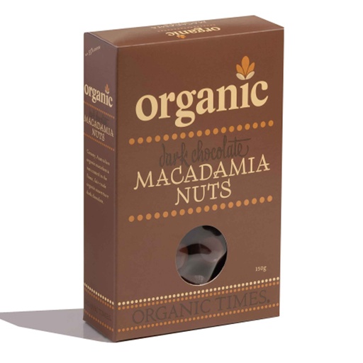 ORGANIC TIMES | Macadamias – Dark Chocolate 150g